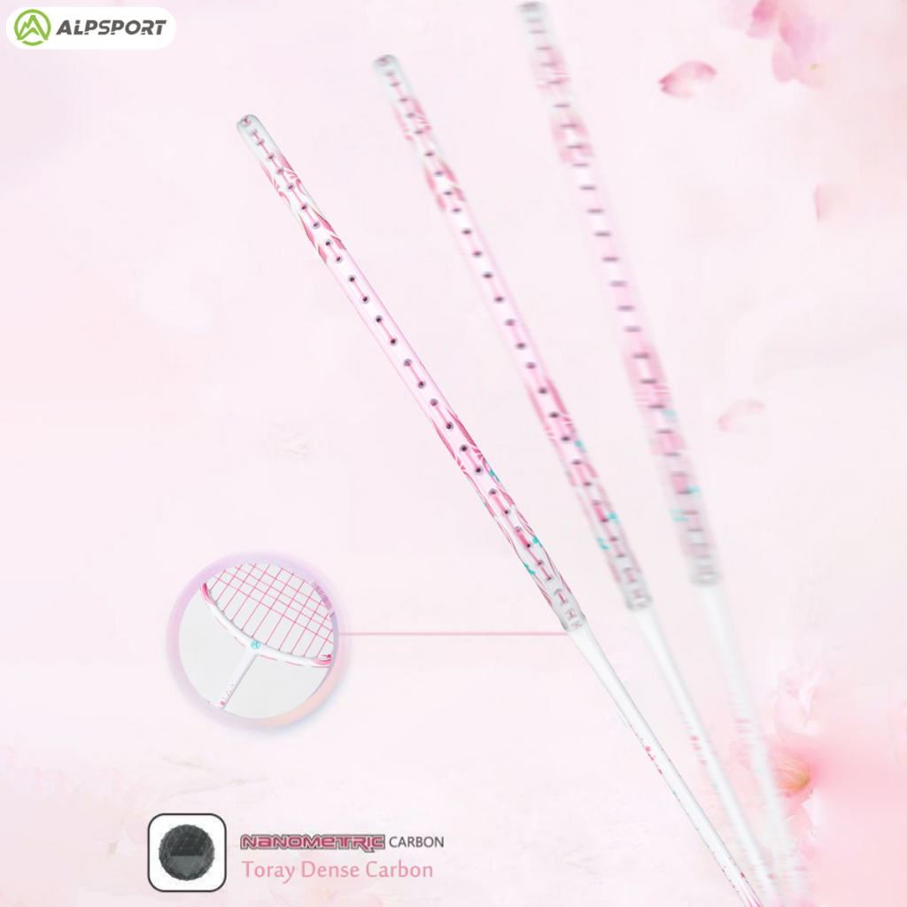 ALP-SPORTS ALP TX Women's Carbon Fiber Badminton Racket | 4U Lightweight (80-85g) | Pink/Purple Gradient Design | Professional Training & Competition | Free Delivery in Bangladesh. 