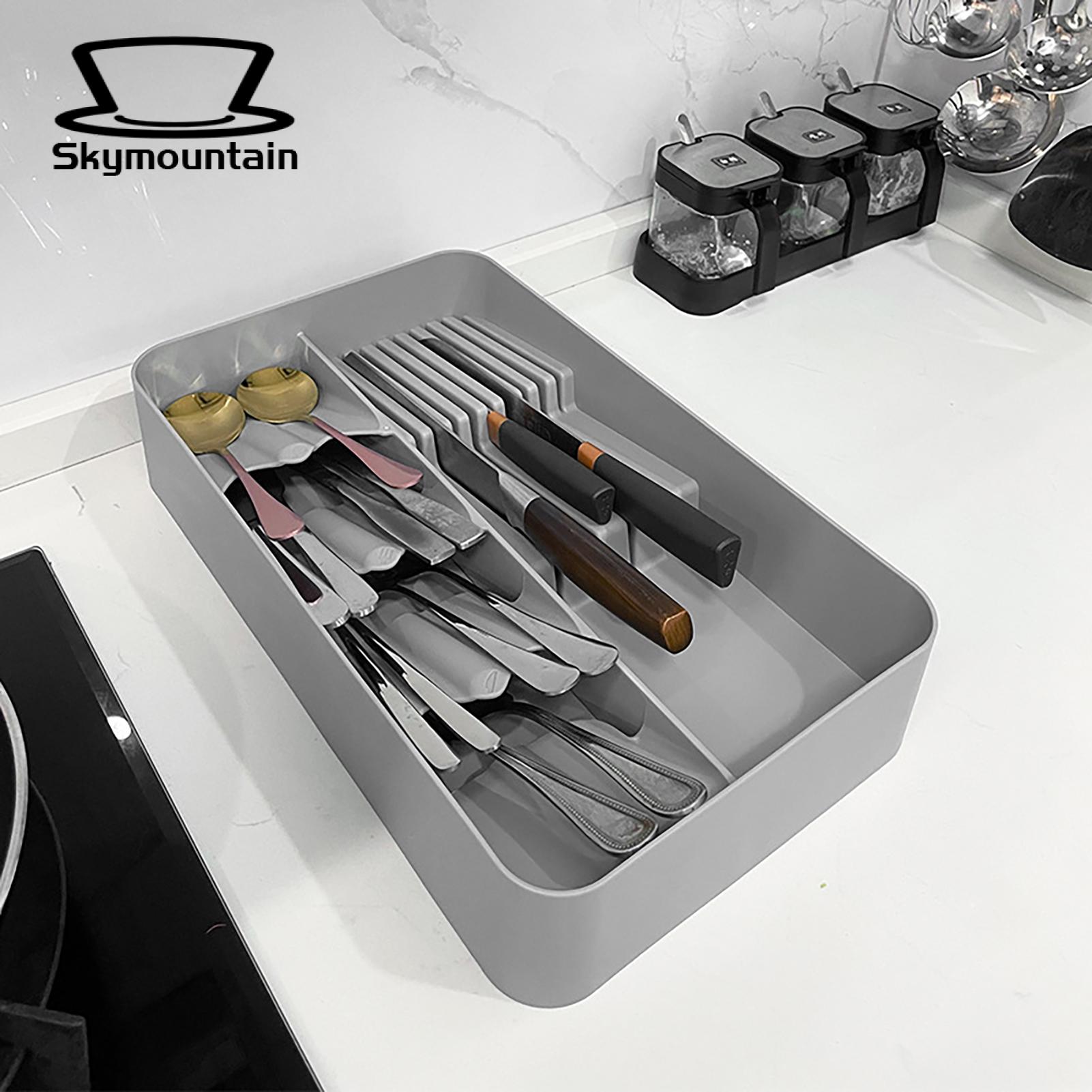 Skymountain Kitchenware Divider Box Dual Layer Drawer Style Chopstick Fork Spoon Cutlery Divider Box. 