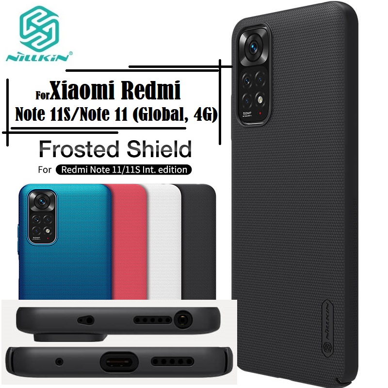 Nillkin { Redmi Note 11 / Note 11S } Nillkin Super Frosted Shield Matte cover case for Xiaomi Redmi Note 11 (Global, 4G) / Note 11S 4G (Global) - Black. 