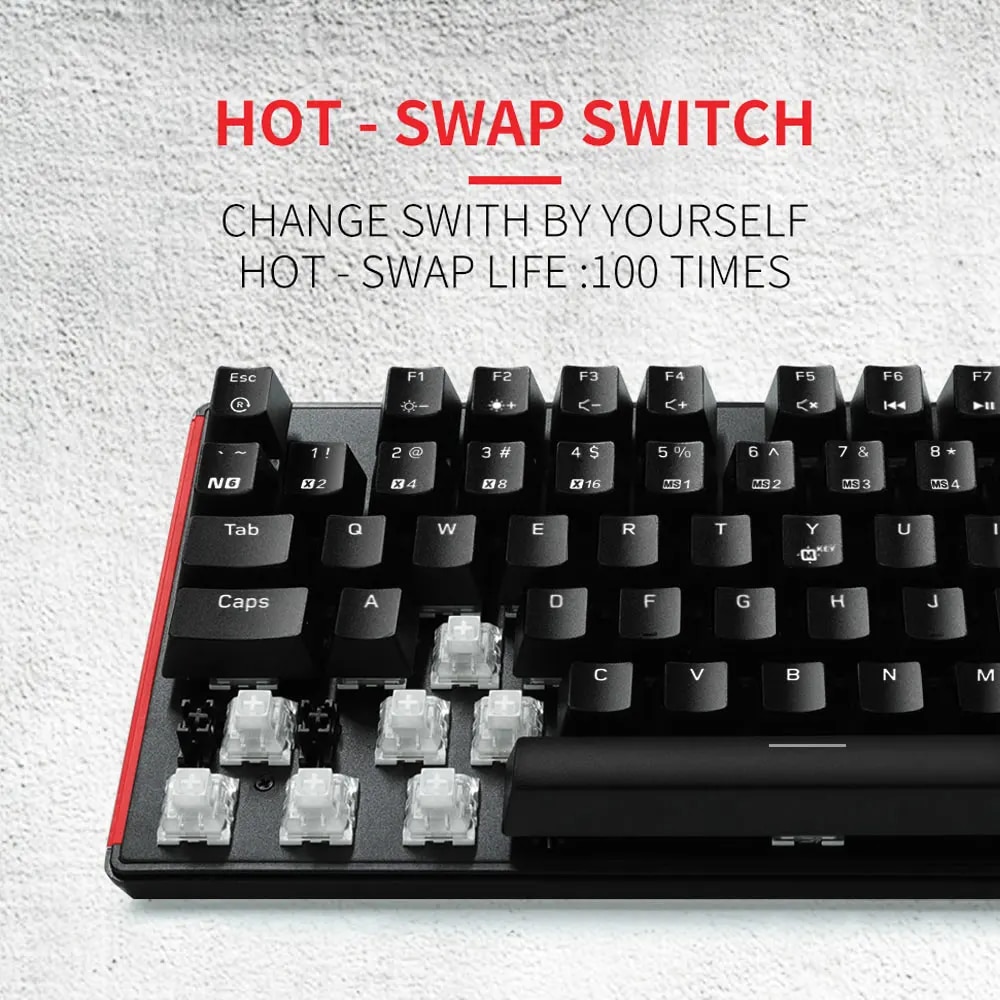 HEXGEARS GK705 Hot Swap Switch Mechanical Keyboard 104 Keys RU/US Waterproof Wired Gaming Keyboard Anti-Ghosting Backlit For PC. 