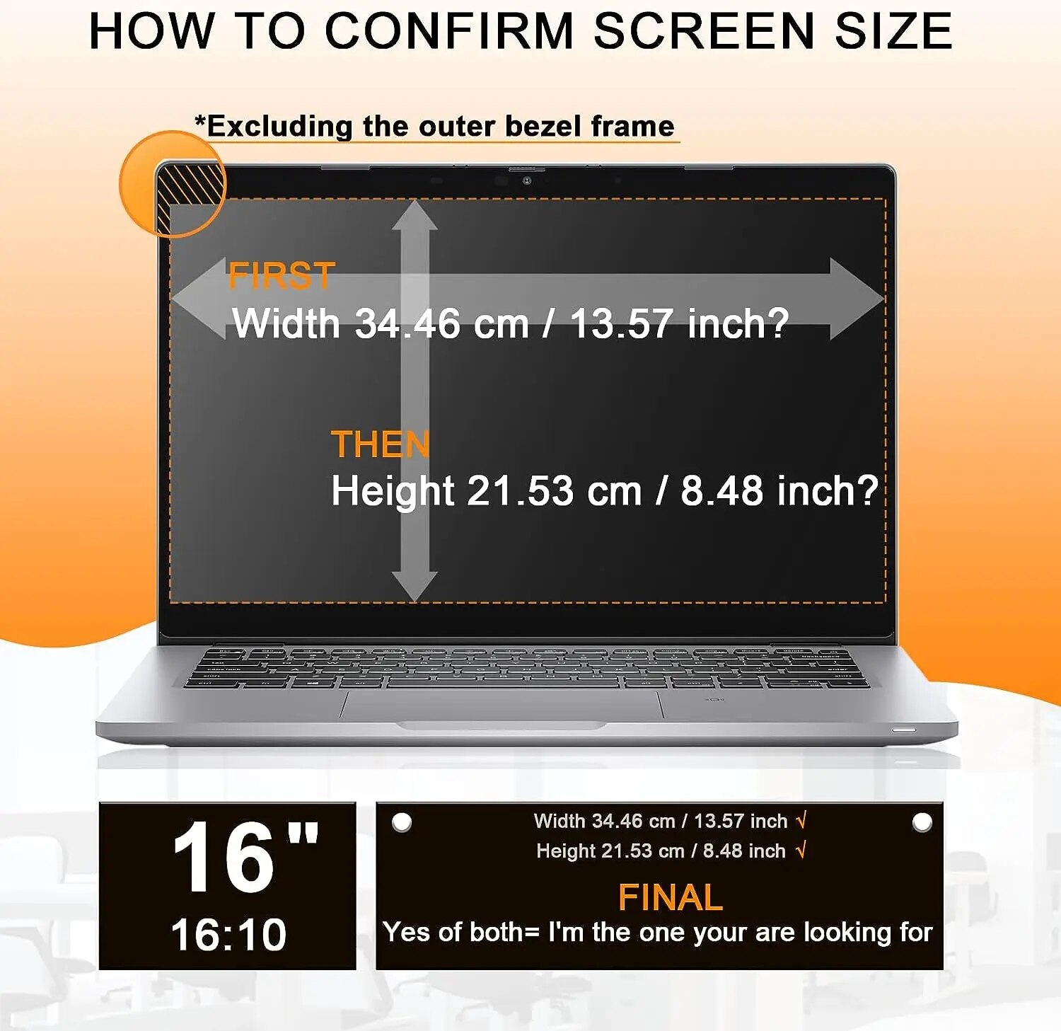 16 Inch Laptop Privacy Screen Compatible with Lenovo Hp Dell Acer Asus Thinkpad Envy, 16:10 Aspect Anti Blue Light Glare Filter. 