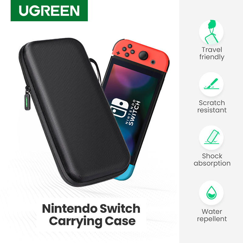 UGREEN Carrying Case for Nintendo Switch, W/ Carved Protective Foam Lining Shockproof Travel Case Bag for Nintendo Switch Console, Dock,Wall Charger, Grip and Joy-con, 20 Game Cards, Cables. 