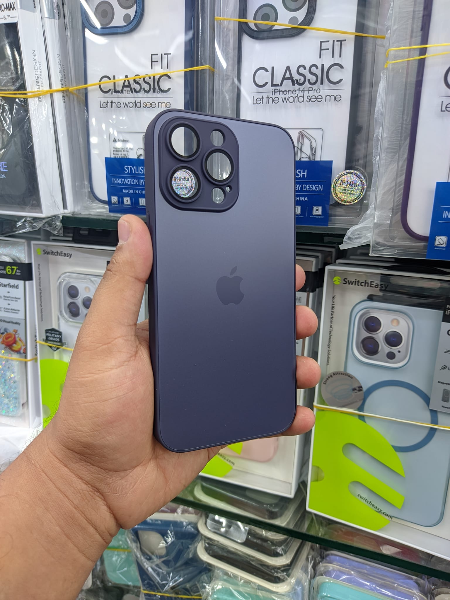 Premium Matte ag Glass Case Back Cover with Sapphire Camera Lens Protector for Apple iphone 14 pro max 6.7 2022 Deep Purple (Back Case Cover For Smartphone). 