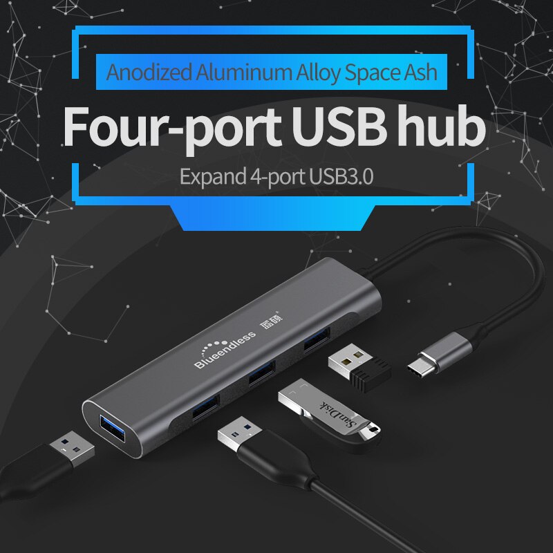 【VisioN Shop】Blueendless c hub USB3.1 Type C 4 port USB3.0 High Speed usb support 5Gbps For MacBook pro type Hub. 