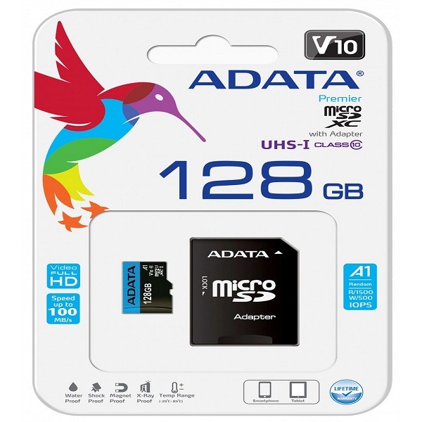 ADATA 128GB Class 10 MicroSD Memory Card with a Lifetime Warranty - Trustworthy Companion for Extended Data Storage. 