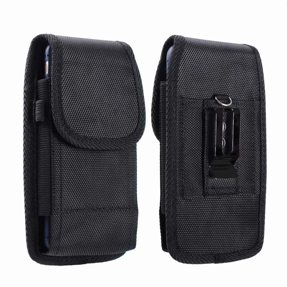 【3C VictoryEagle】Phone Pouch Hanging Storage Bag Unisex Portable Fanny Pack Black Classic Clip Pouch Case For Waist