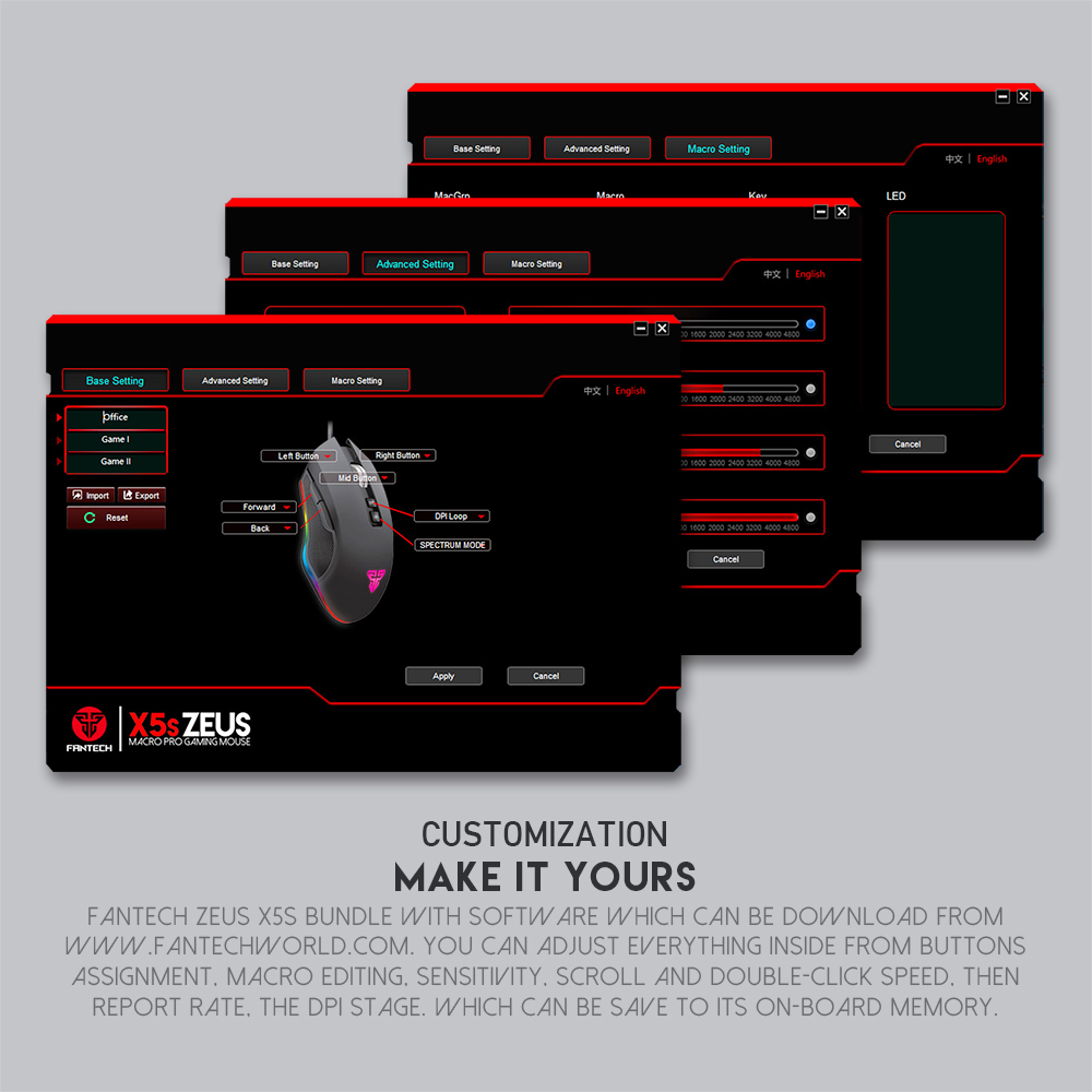 FANTECH ZEUS X5S Gaming Mouse 4800 DPI RGB Wired Mouse USB 6 Button Macro For PUBG CS FPS Mouse Gamer Gaming Computer Mouse. 