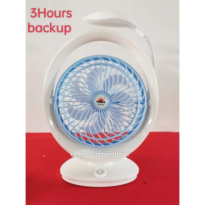 Rechargeable 2 in 1 Tabel Fan With Lamp 7 inchi. 
