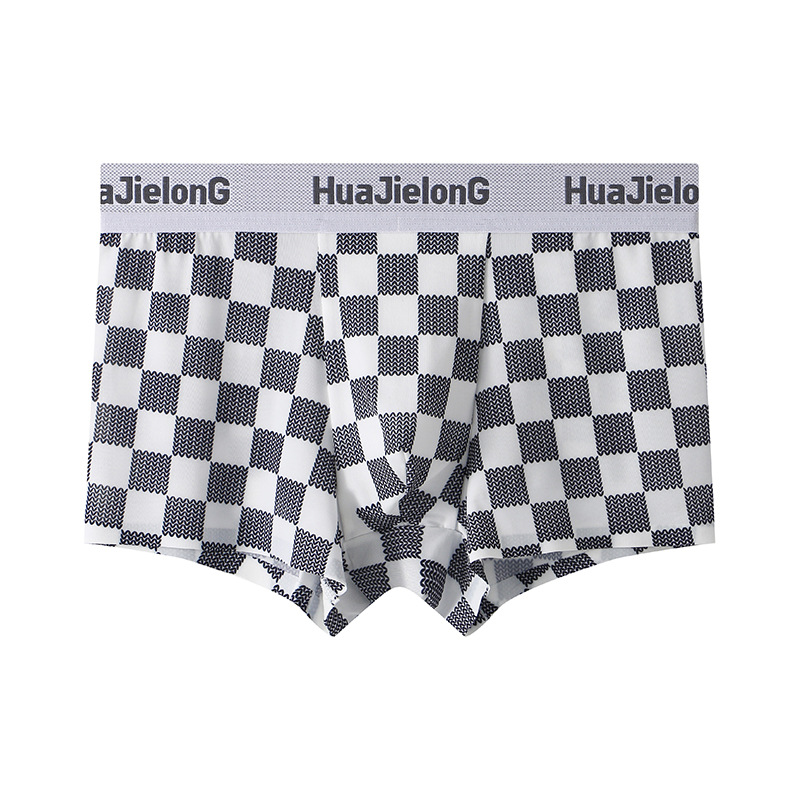 Hua Jielong's new men's underwear printing wholesale simple mid-rise slim breathable ice silk thin boxer pants on behalf of the hair. 