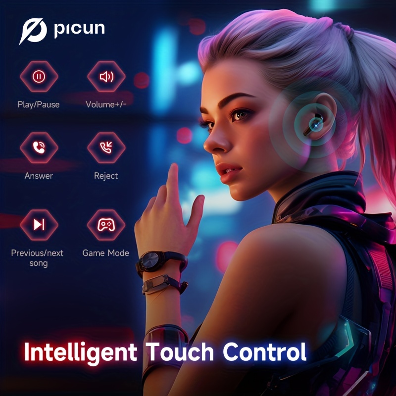 V1 Gaming Earbuds, 15ms Low Latency with 2.4Ghz Dongle, 3D Stereo Sound, Wireless 5.3, IPX4 Wireless Earbuds with Noise Cancelling Mic for PC, PS5, PS4, Switch, VR. 