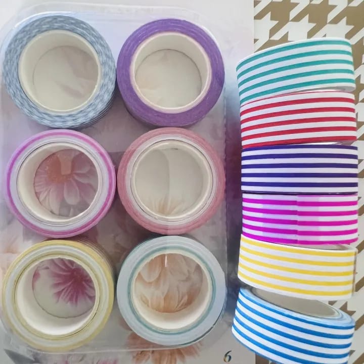 4 Different Design Craft Paper Tape( Pack of 6). 