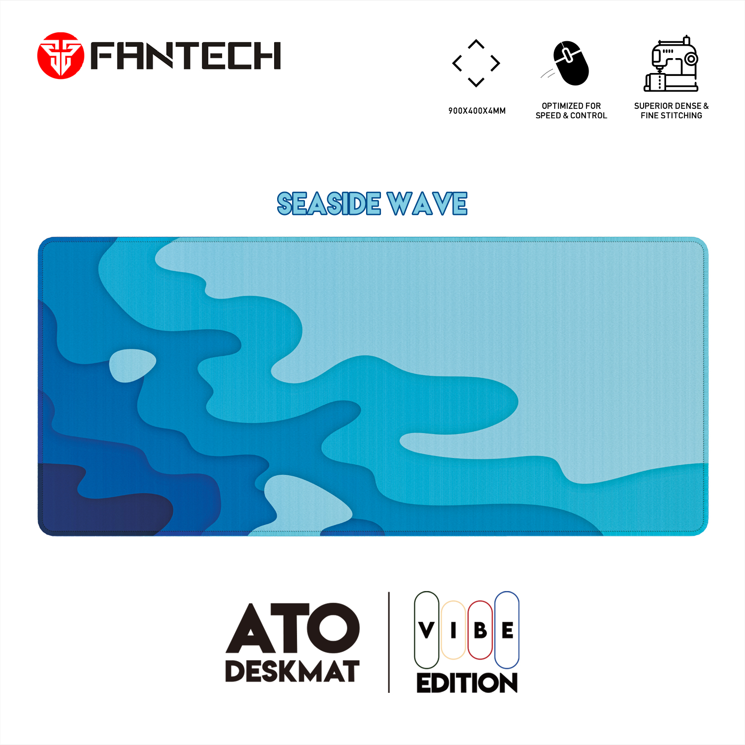 FANTECH ATO MP905 VIBE EDITION DESK MAT Durable Edge Stitching Water Proof Silky Smooth Surface Anti-slip base Size 900x400x4mm Various Design Mousepad For Gaming Gamers. 