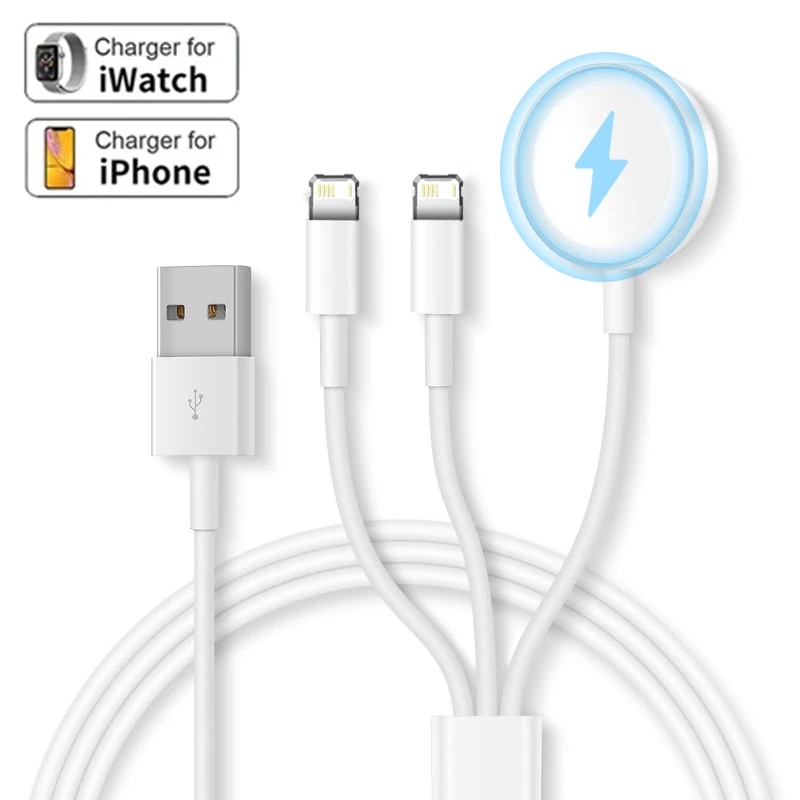 Cable for Apple Watch Charger Series 8 7 6 5 4 SE 3 in 1 USB Portable Fast Charging Cable For iPhone 14 13 12 11 Pro Max 8 Plus. 