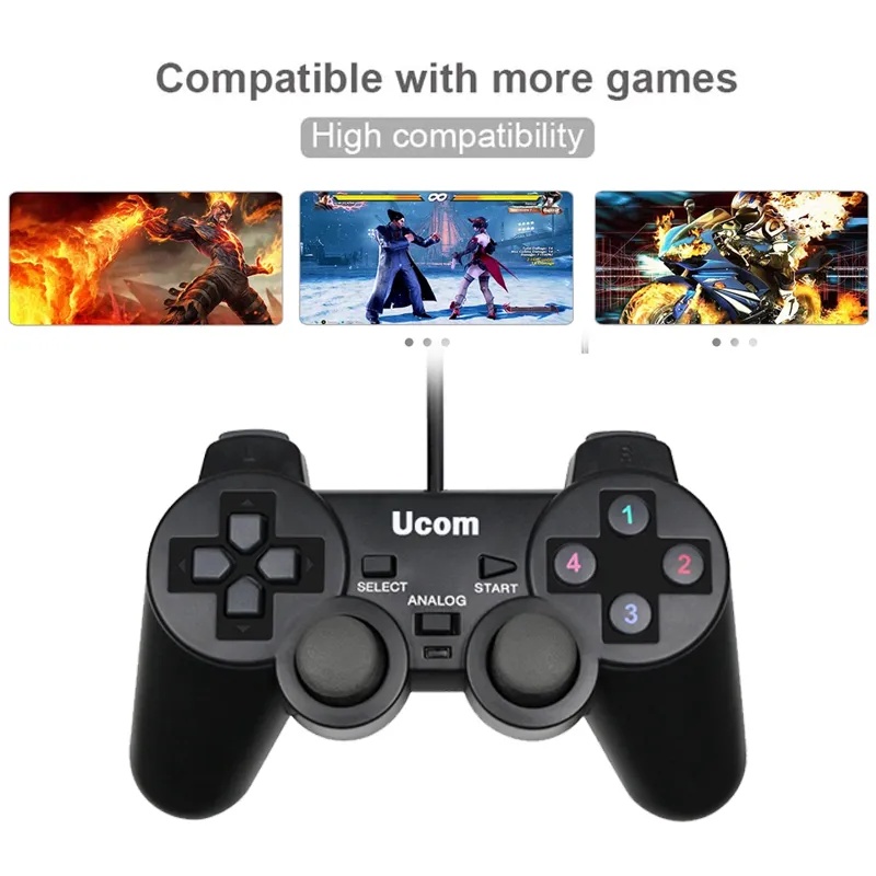 UCOM PC Dual Vibration Wired Game Controller Gaming Joypad Joystick USB Gamepad Joystick Gamepad Joypad For Win7/ XP For PC Laptop Vibration Gamepads. 