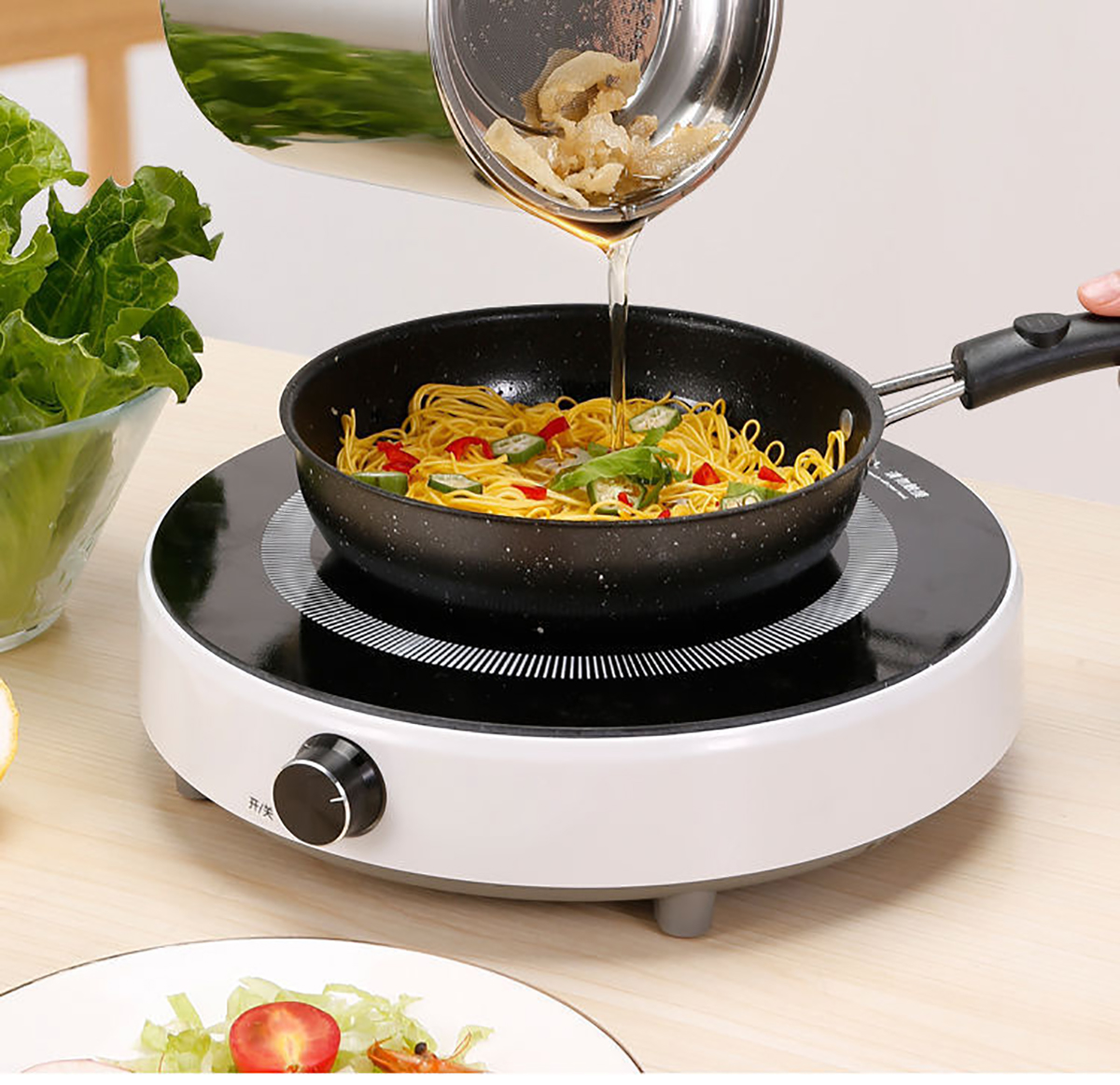 Tempura deep Fryer with a Thermometer Oil Appliances Filter Pot Stainless steel household with lid tempura fryer - 2L Filter Pot. 
