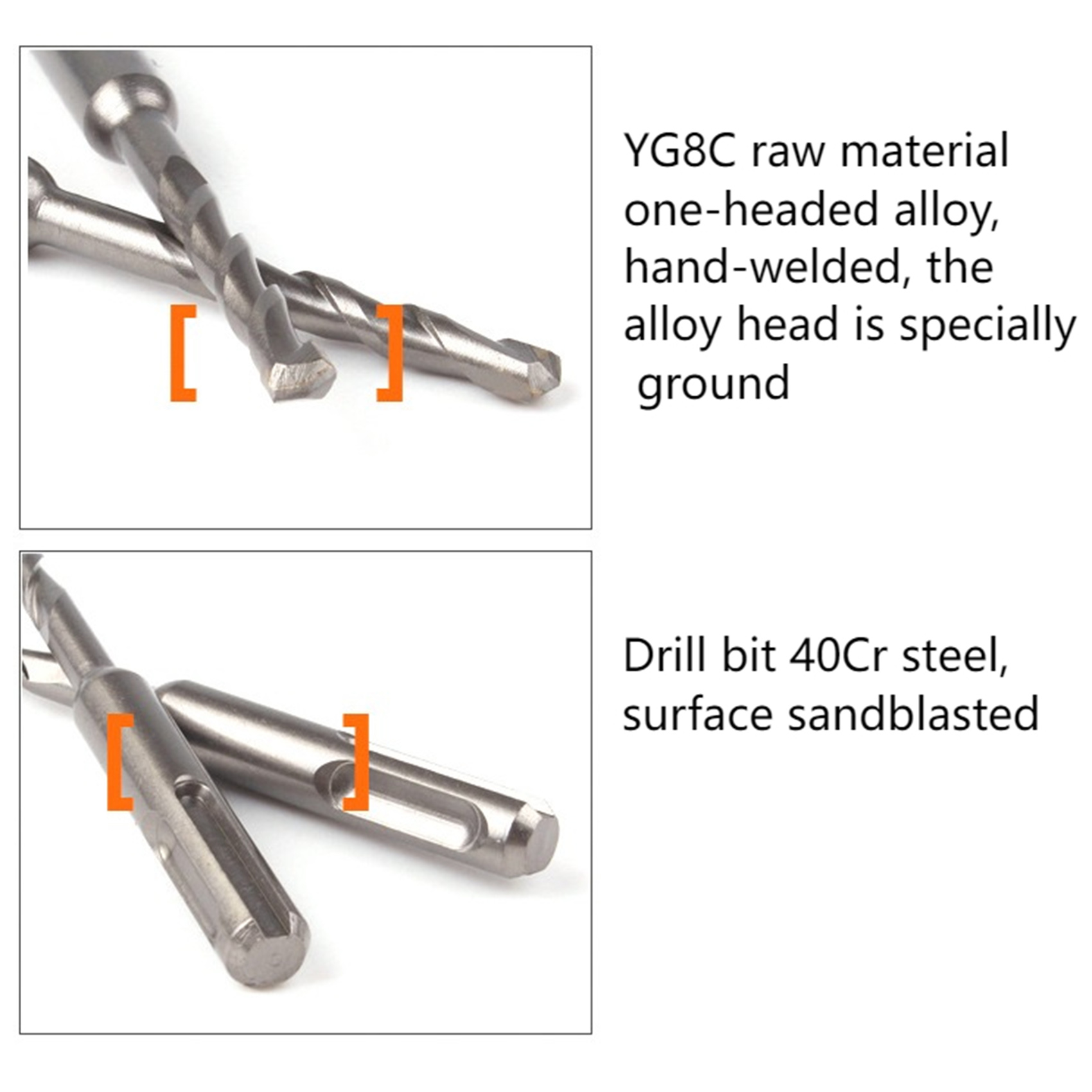 ARELENE 11Pcs SDS Electric Hammer Drill Bits, YG8C Carbide Steel Flat Head Electric Hammer Masonry Drill Bit Set,10X160-20X450mm. 