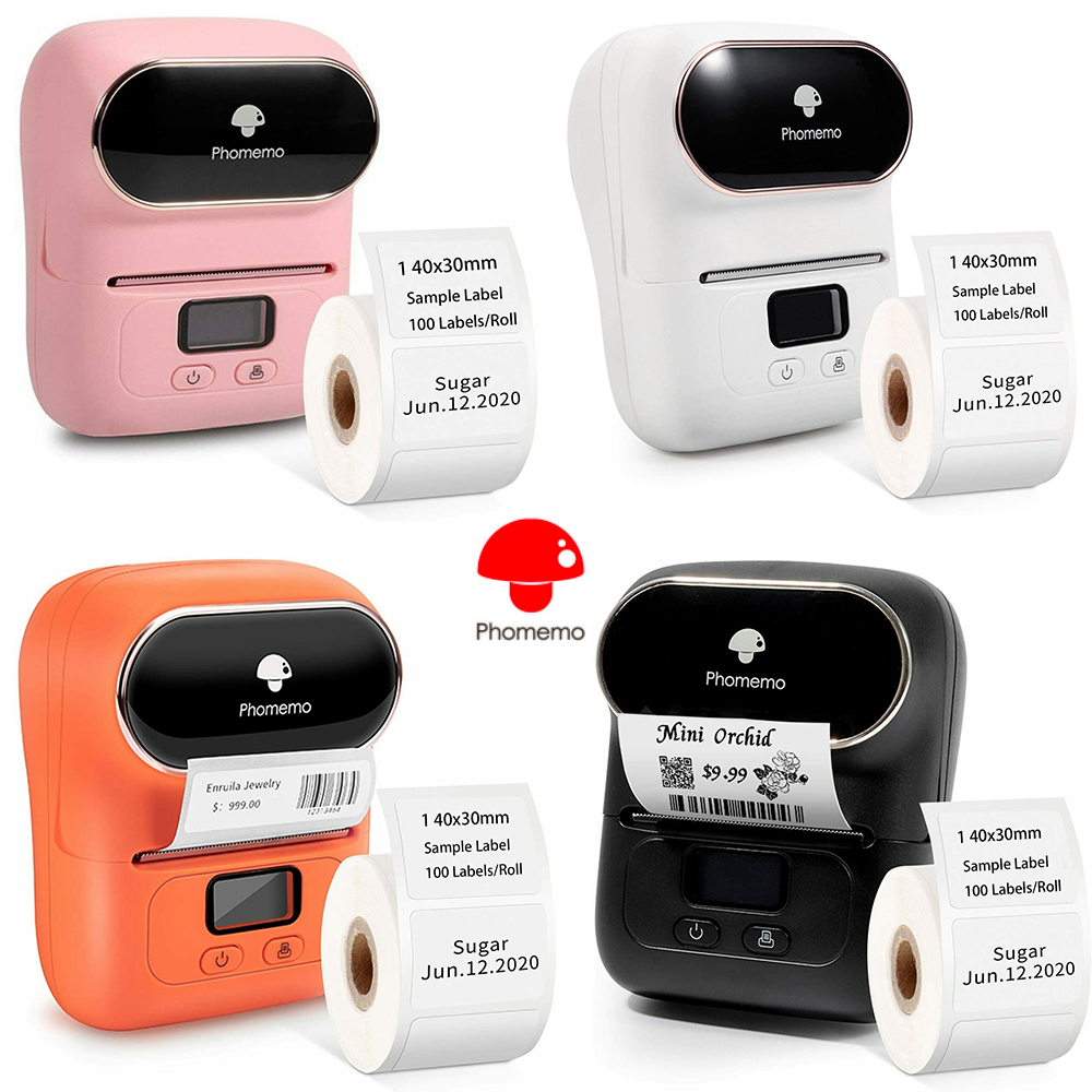 Phomemo M110 Label Maker - Portable Blue-tooth Thermal Label Maker Printer for Barcode, Clothing, Jewelry, Retail, Mailing, Compatible with Android & iOS System, Support 20mm-50mm Width Sticker Paper printing