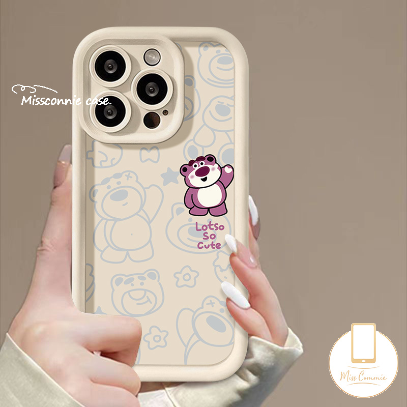 MissConnie Cartoon Stawberry Bear Lotso Cute Winnie The Pooh Case Compatible For IPhone 15 11 7Plus XR 11 14 15 13 12 Pro Max X XS MAX 7 8 6 6S Plus SE 2020 Graffiti Couples Angel Eyes Cover