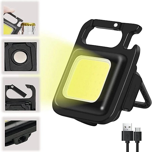 Mini LED Keychain Light Multifunction Portable USB Rechargeable Pocket Light with. 