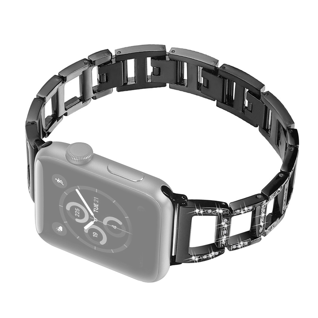 (COD)Colorful Diamond Stainless Steel Watch Band for Apple Watch Series 7 41mm / 6 y SE y 5 y 4 40mm / 3 y 2 y 1 38mm