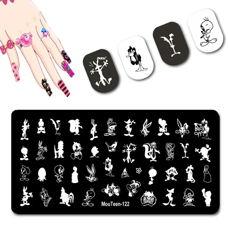 DISNEY Mickey Cute Head Stamping Plates Minnie Nail Stamp Disney Series Nail Art Design #127. 