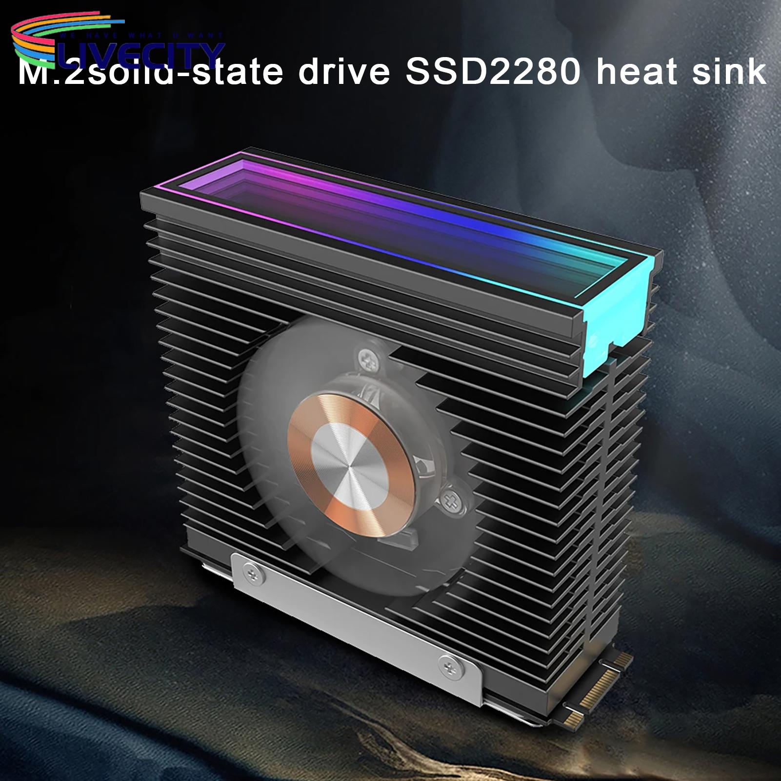 Argb Sync Solid State Drive Cooler Argb M.2 2280 Ssd Heatsink Cooler Fan with Thermal Pad for Nvme Solid State Drive Sync Compatible Pc Accessories. 