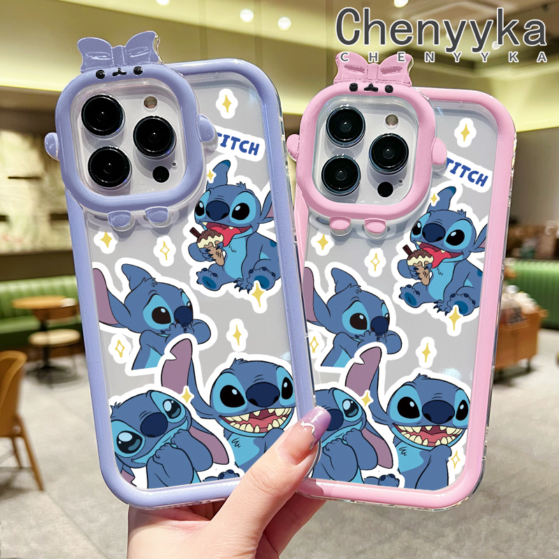 Chenyyka For Realme C2 C2S OPPO A1K Case Cartoon Cute Stitch Shockproof Clear Phone Cases Lovely Little Monster Camera Lens Protective Cover Soft Silicone Transparent Shell. 