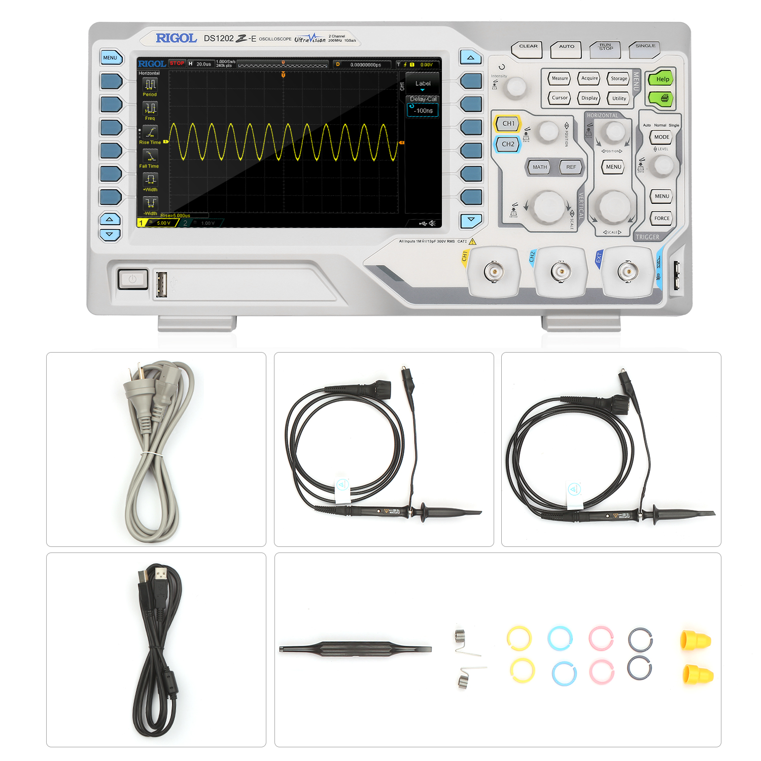 KOGEEK RIGOL DS1202Z-E Digital Oscilloscope Meter Desktop Oscillograph Oscillometer 2 Channel 200MHz Bandwidth 1GSa/s Sampling Rate. 