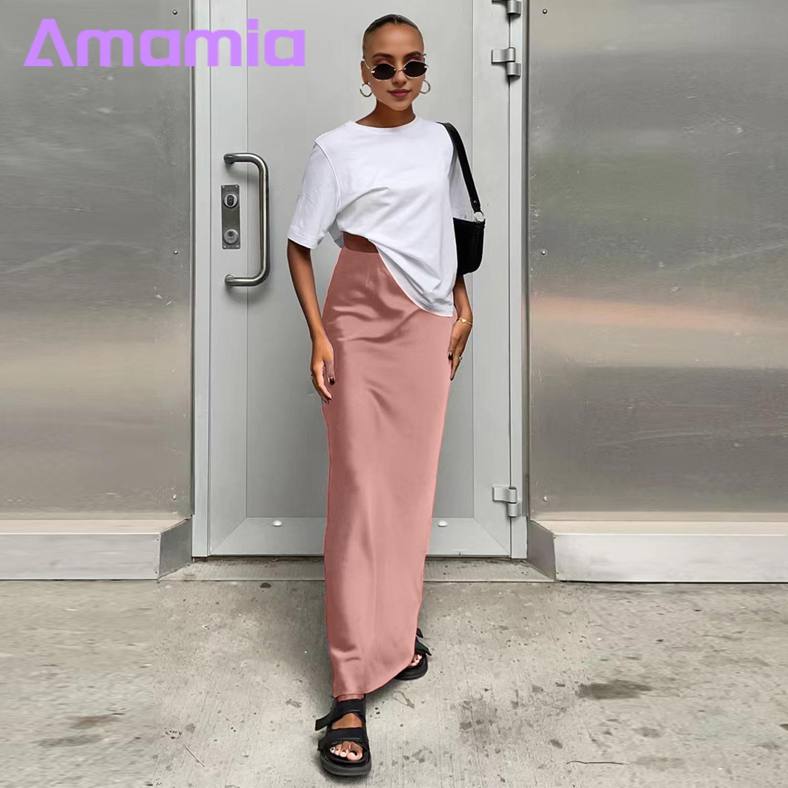 Satin Mermaid Skirt Chic High Waist Satin Mermaid Maxi Skirt for Work Party Elegant A-line Style Slim Fit Zipper Closure Perfect for Daily Wear Simulated Silk Mermaid Skirt. 