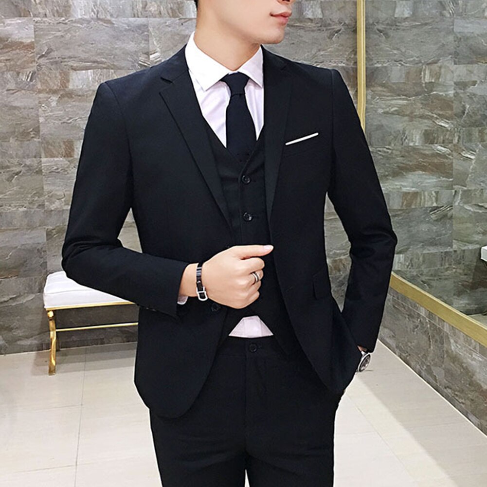 3Pcs/Set Luxury Plus Size Men Suit Set Formal Blazer +Vest +Pants Suits Sets Oversize For Men's Wedding Office Business Suit Set. 