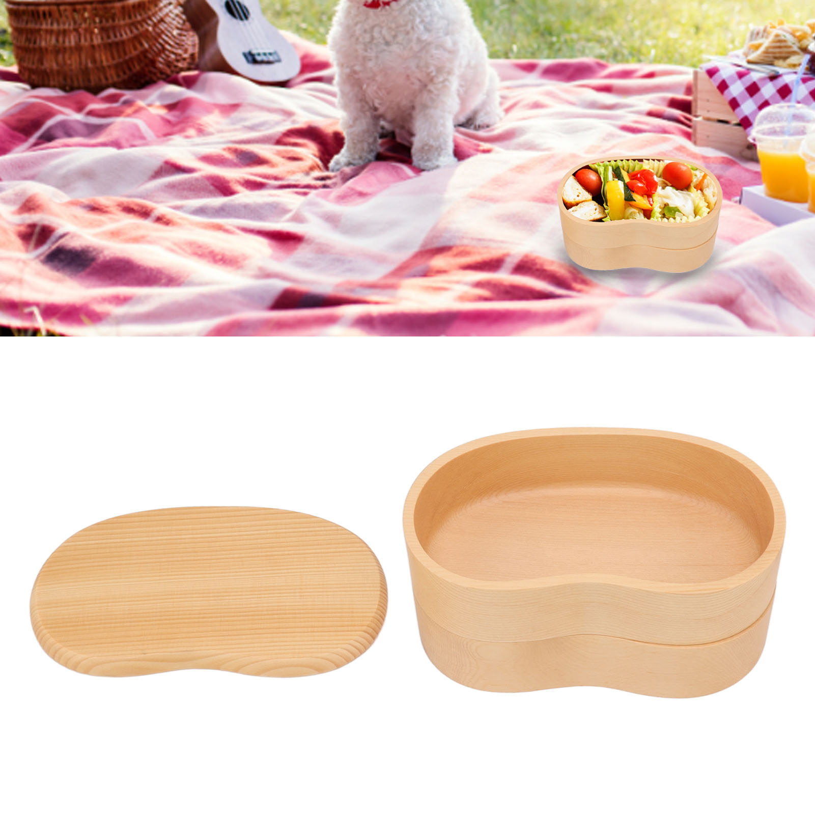 Lunch Box, Japanese Style Bento Box Removable Partition for Students. 