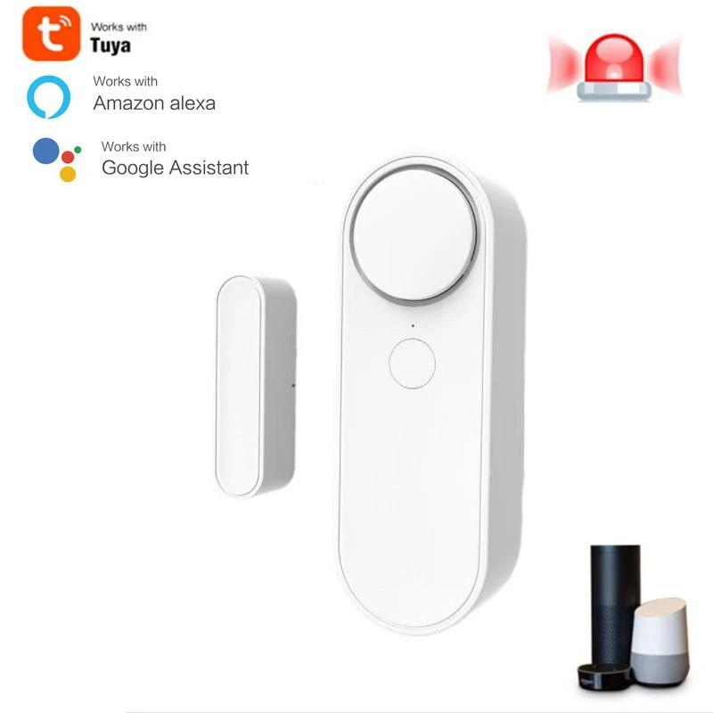 Buili in Siren WiFi Window Sensor Door Open/Closed Detector Tuya App SMS Notification Alert Smart Home Security Protection Alarm. 