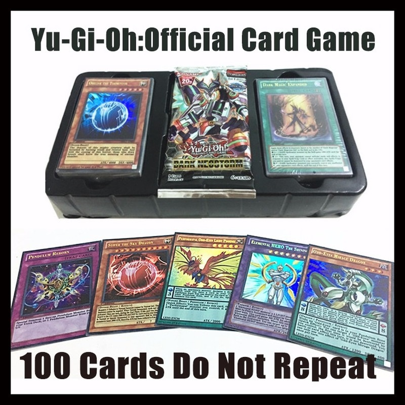 【happy one】100PCS Yu Gi Anime Around English Version Flash Battle Cards All Flash Cards Collection Don't Repeat Gift Toy. 