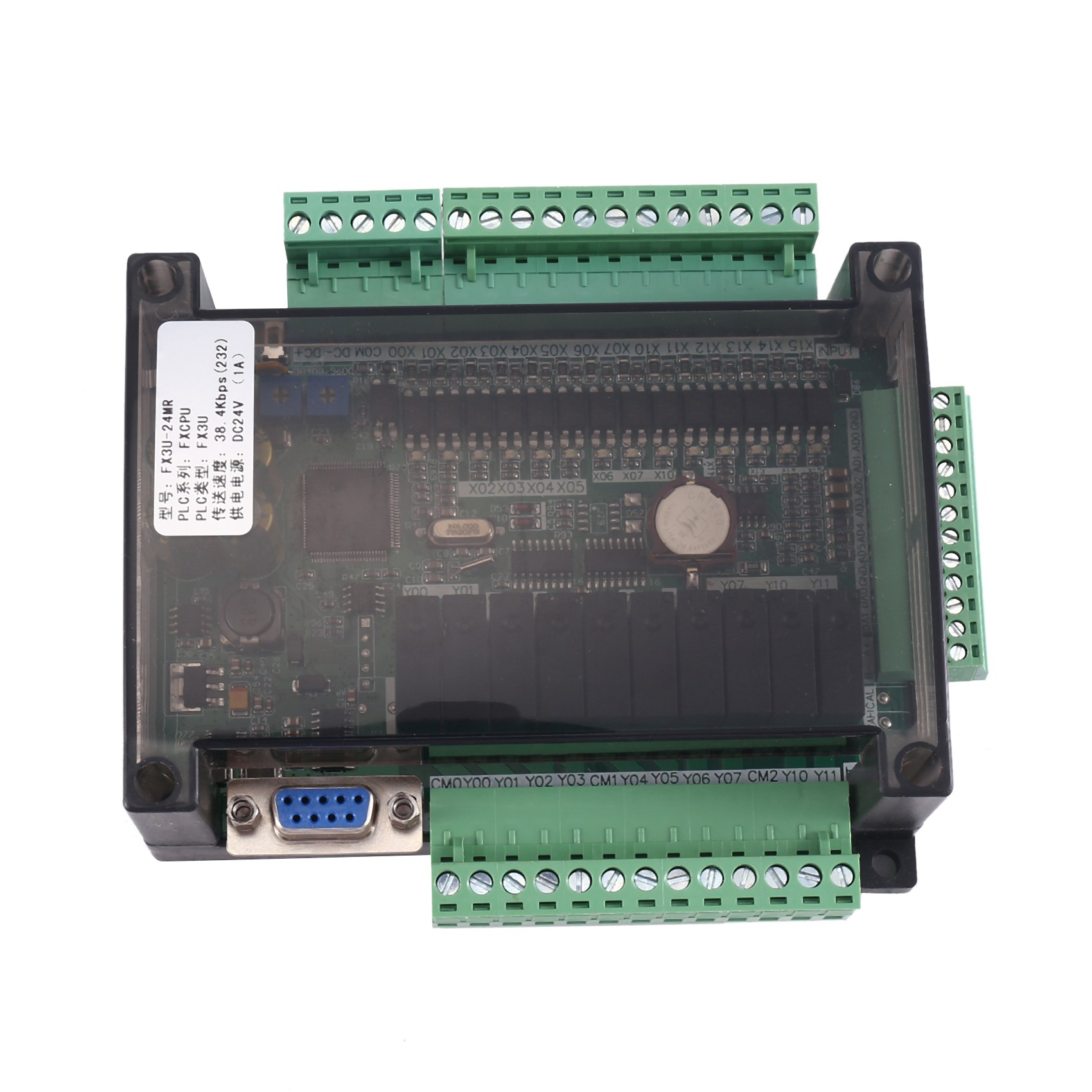 1 Piece FX3U-24MR PLC Industrial Control Board 6AD 2DA with 485 Communication and (A). 