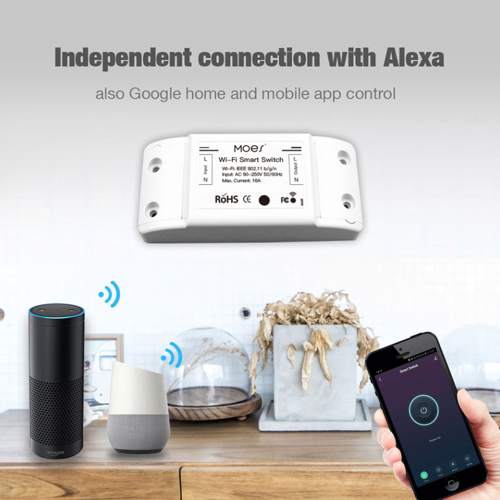 1 pcs Tuya Wifi DIY Smart Switch Relay Module Power Monitor Tuya/Smart Life App Remote Control 16A Work With Alexa Google Home. 