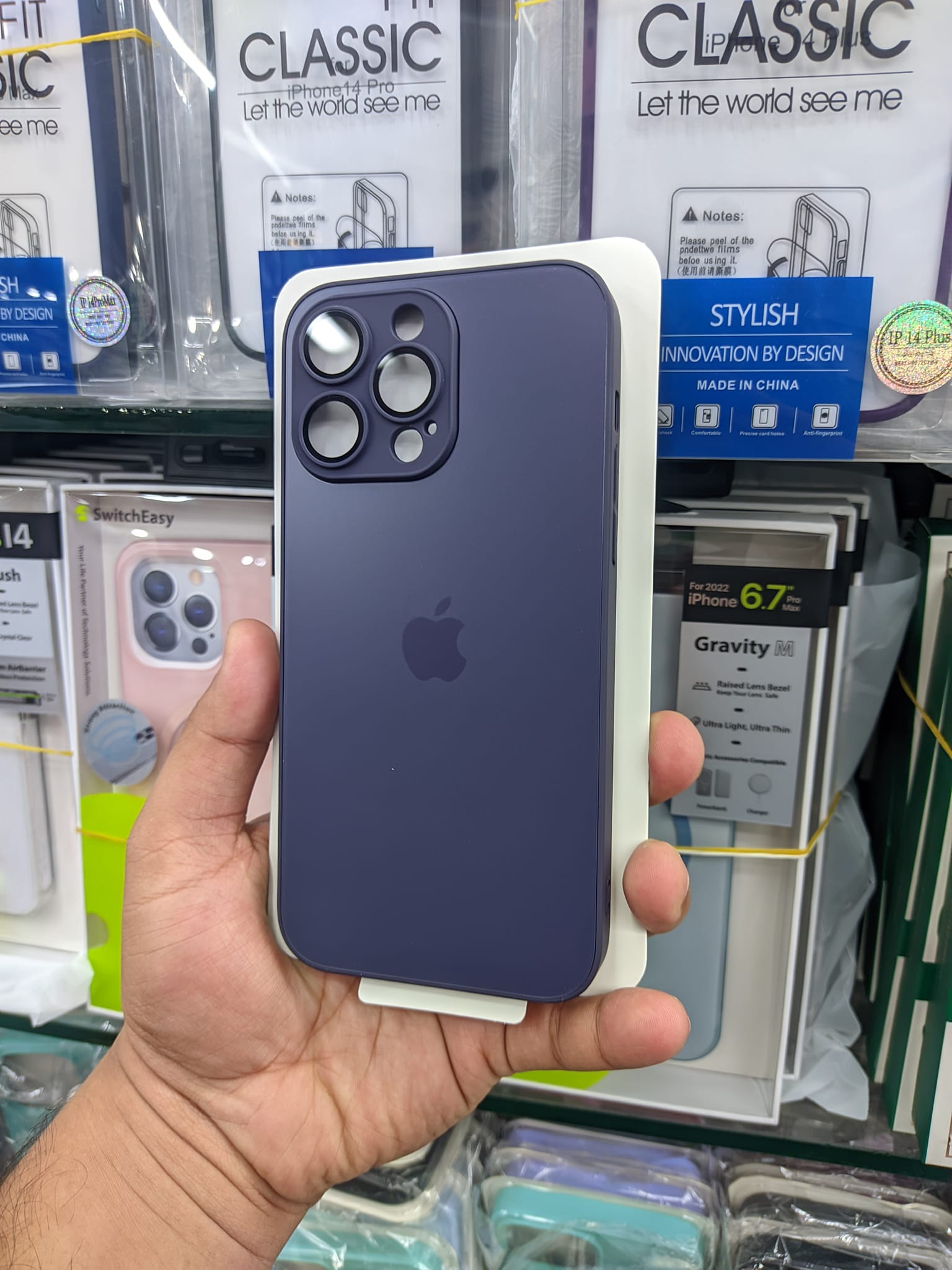 Premium Matte ag Glass Case Back Cover with Sapphire Camera Lens Protector for Apple iphone 14 pro max 6.7 2022 Deep Purple (Back Case Cover For Smartphone). 