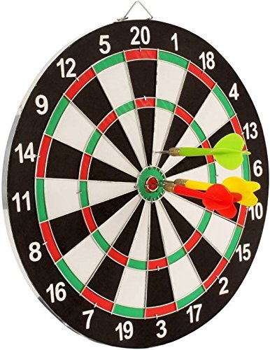 18" Inch Dart Board Game with Multicolor Non Pointed Darts - Fitness Mart. 