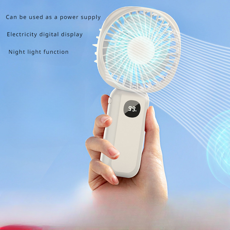 Handheld Mini Fan USB Rechargeable Silent Night Light Rechargeable Treasure Digital Display