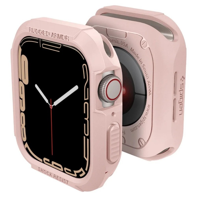 Spigen Rugged Armor Designed Case for Apple Watch 45mm 44mm 41mm 40mm Protective Case TPU Soft Case Cover for iWatch Series 9 8 7 6 5 4 3 2 1. 