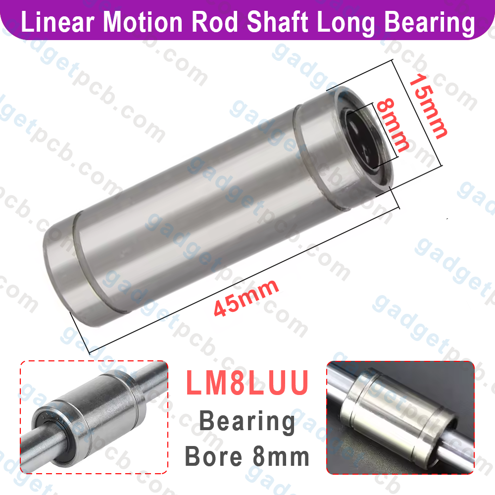 LM8LUU Linear Motion Rod Shaft Bearing 8mm Inner Diameter 8mm Bore Linear Motion Long Ball Bearing Bushing For 3D Printer CNC Machine. 