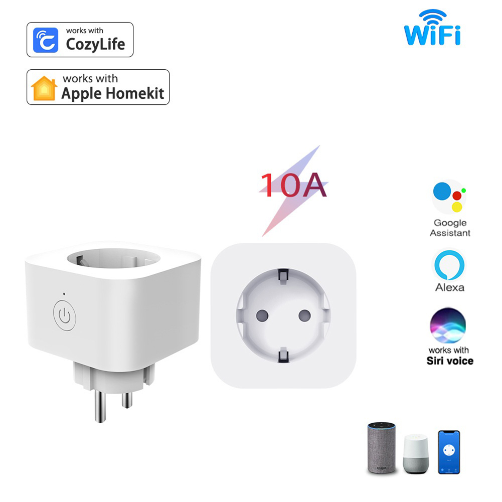 Cozylife EU Plug WIFI Wireless Remote Socket Smart Timer Plug Voice Control EU Home Fire Retardant PC Smart Power Socket. 