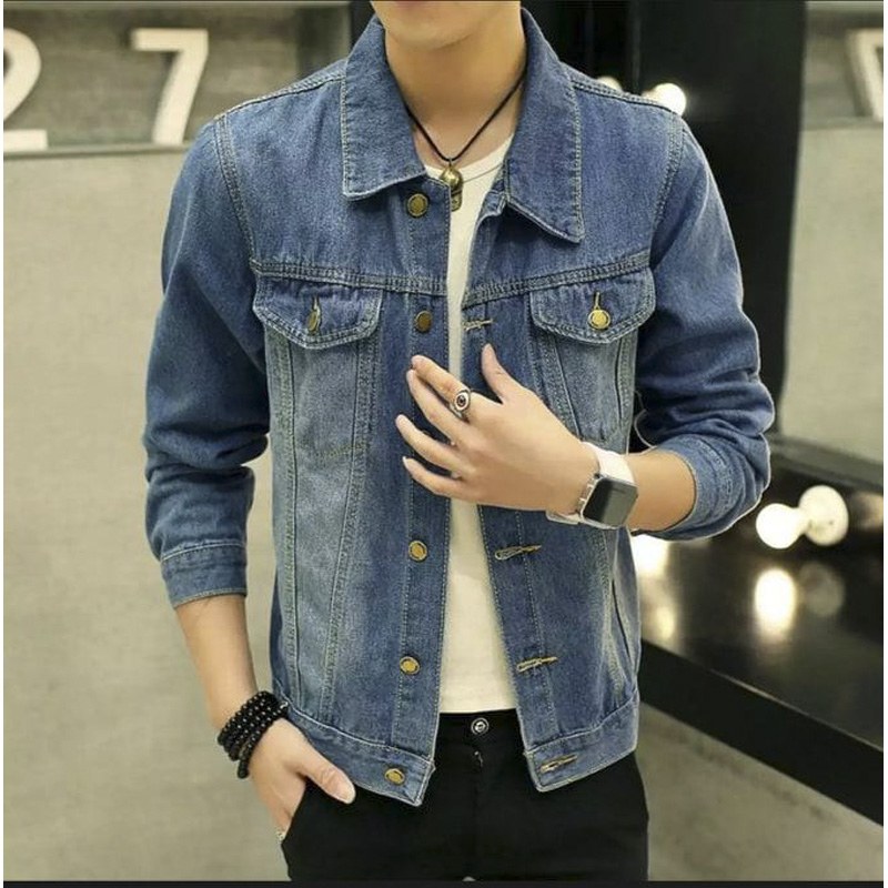 Navy Blue Denim Jacket For Men: Buy 