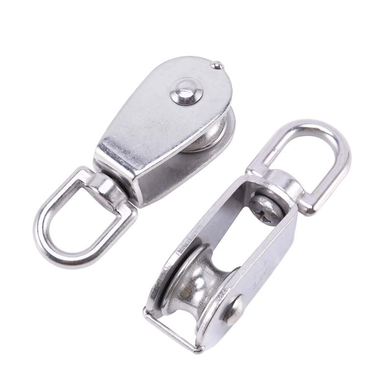 8Pcs 25MM Single Pulley Block in 304 Stainless Steel M25 Pulley Roller Loading 400Kg - Silver