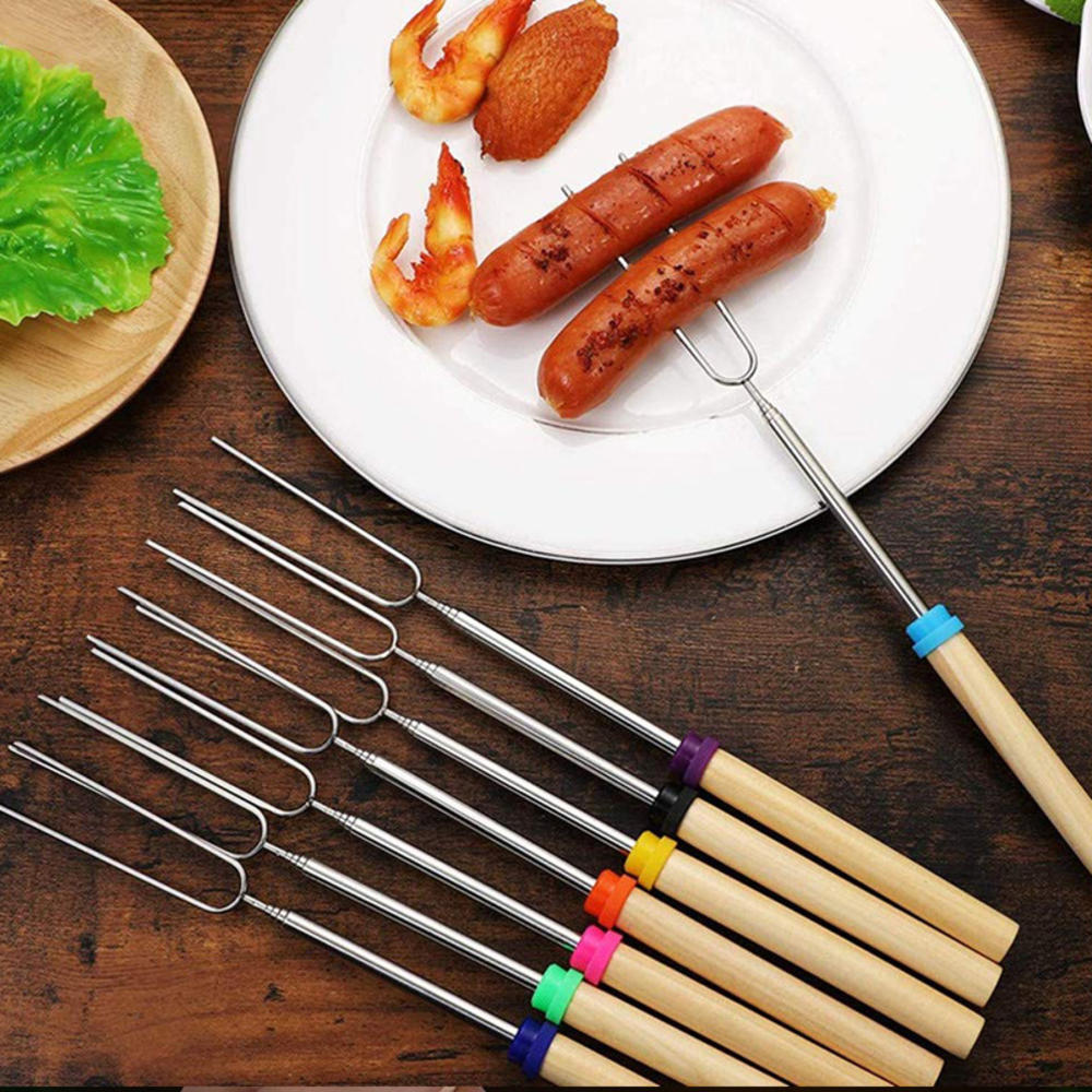 Marshmallow Roasting Sticks for Fire Pit Long 32Inch, Smores Sticks Skewers, Smores Kit for Fire Pit, Premium Telescoping
