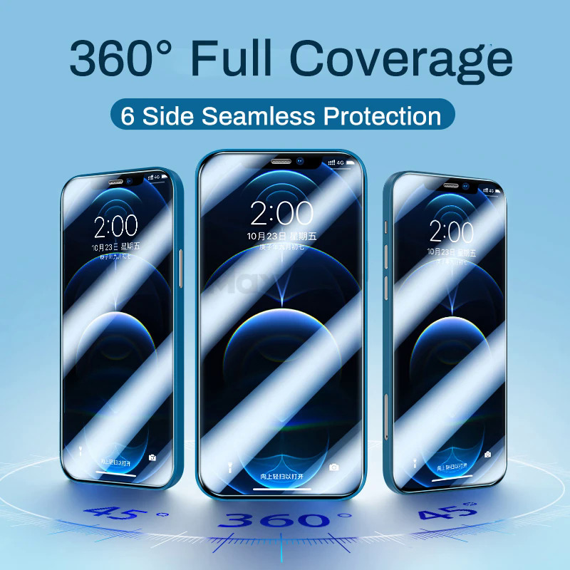 【Solitary waves】Ultra Thin 360 Full Cover Case For iPhone 12 Pro Max 13 Mini Coque Case For iPhone 11 Pro X XR XS Max 11Pro Tempered Glass Cover. 