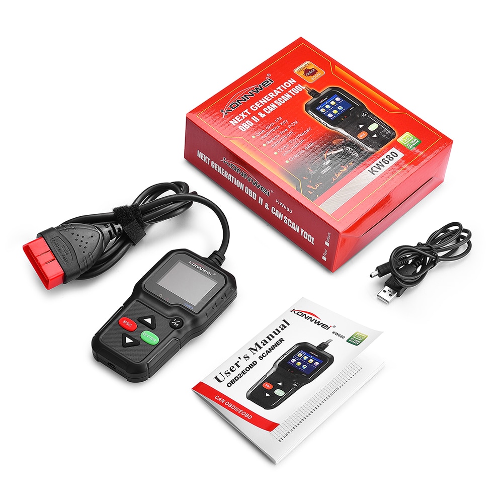 KONNWEI KW680 OBD2 Scanner OBDII Car Diagnostic Auto Diagnostic Tools Russian Language Car Scanner Tool Diagnostic code reader. 