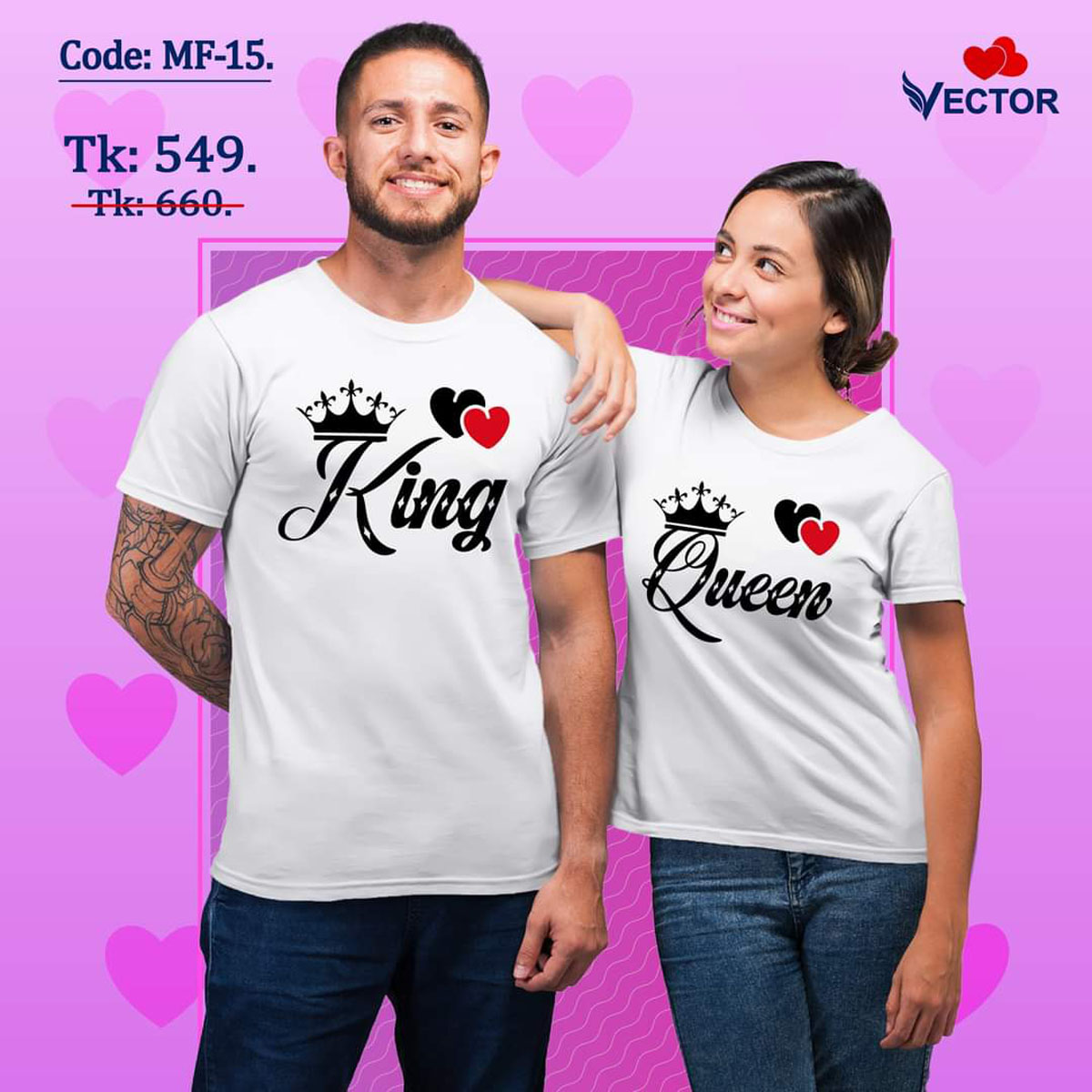 King \u0026 Queen Couple set T-shirt Men 