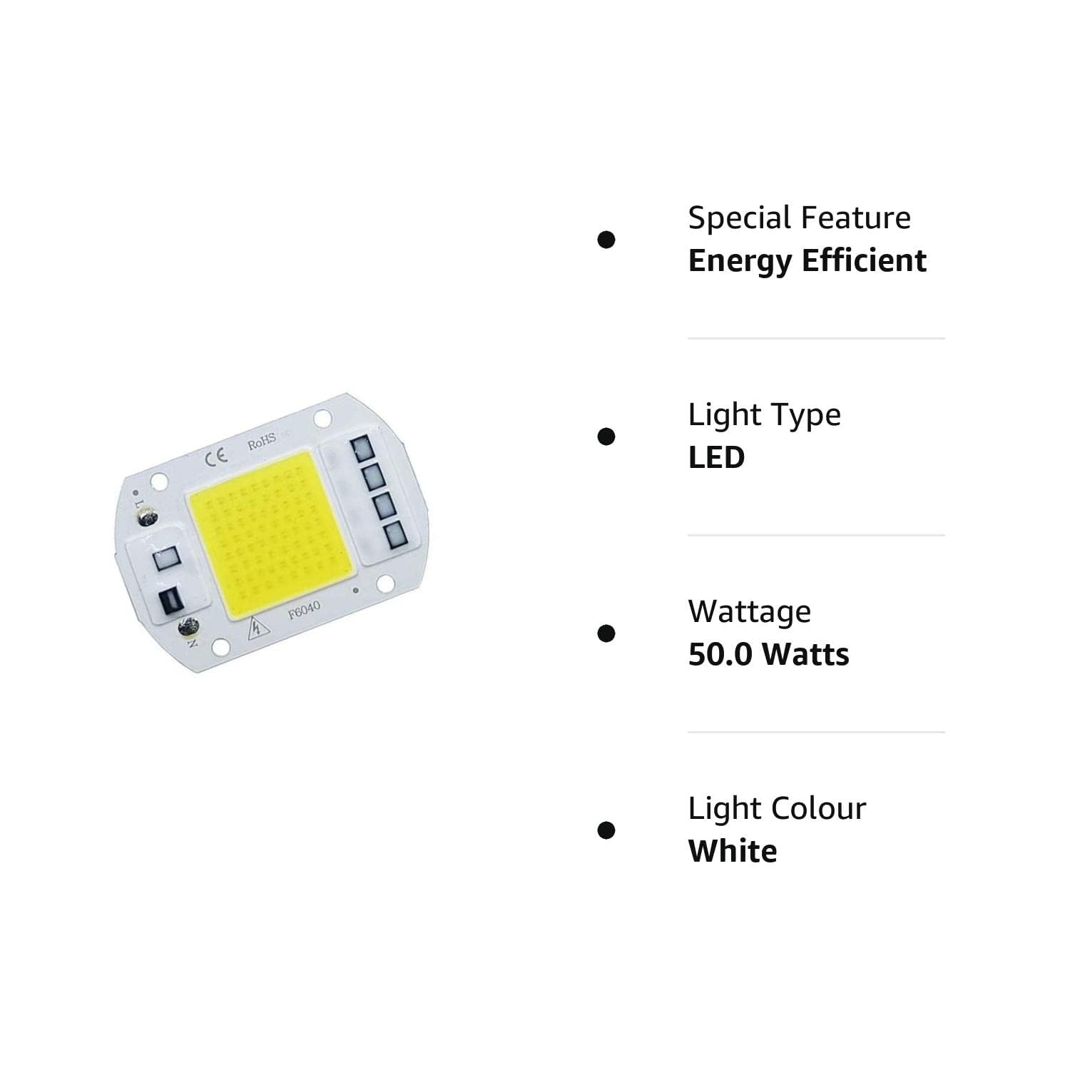 50 Watt Direct AC 220 Volt 50W Size 60 x  45 mm COB SMD LED Light Chip
