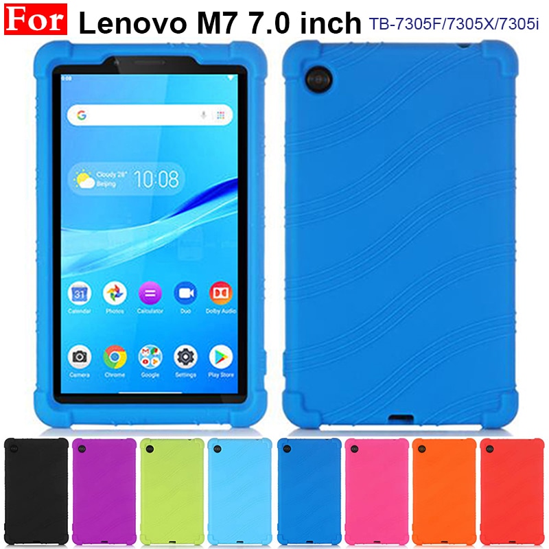 【3C VictoryEagle】Case Lenovo tab M7 tb-7305x tb-7305i tb-7305f Stand Soft Silicon Cover for Lenovo 7.0" Tablet Shell Capa+Film+Pen. 