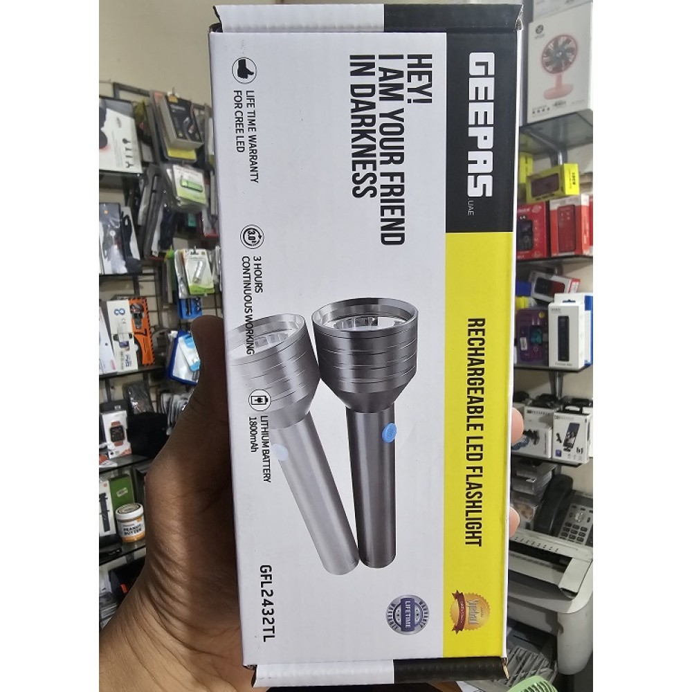 Geepas GFL-2432TL Rechargable LED Flashlight Torch Light
